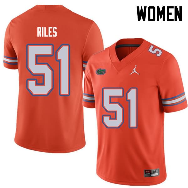 NCAA Florida Gators Antonio Riles Women's #51 Jordan Brand Orange Stitched Authentic College Football Jersey UMF0164IW